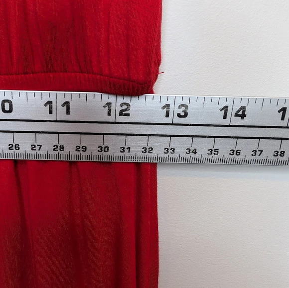 LOFT Lightweight Stretch A-line Sleeveless Red Frill Scoop Neck Dress Women M - Picture 6 of 9